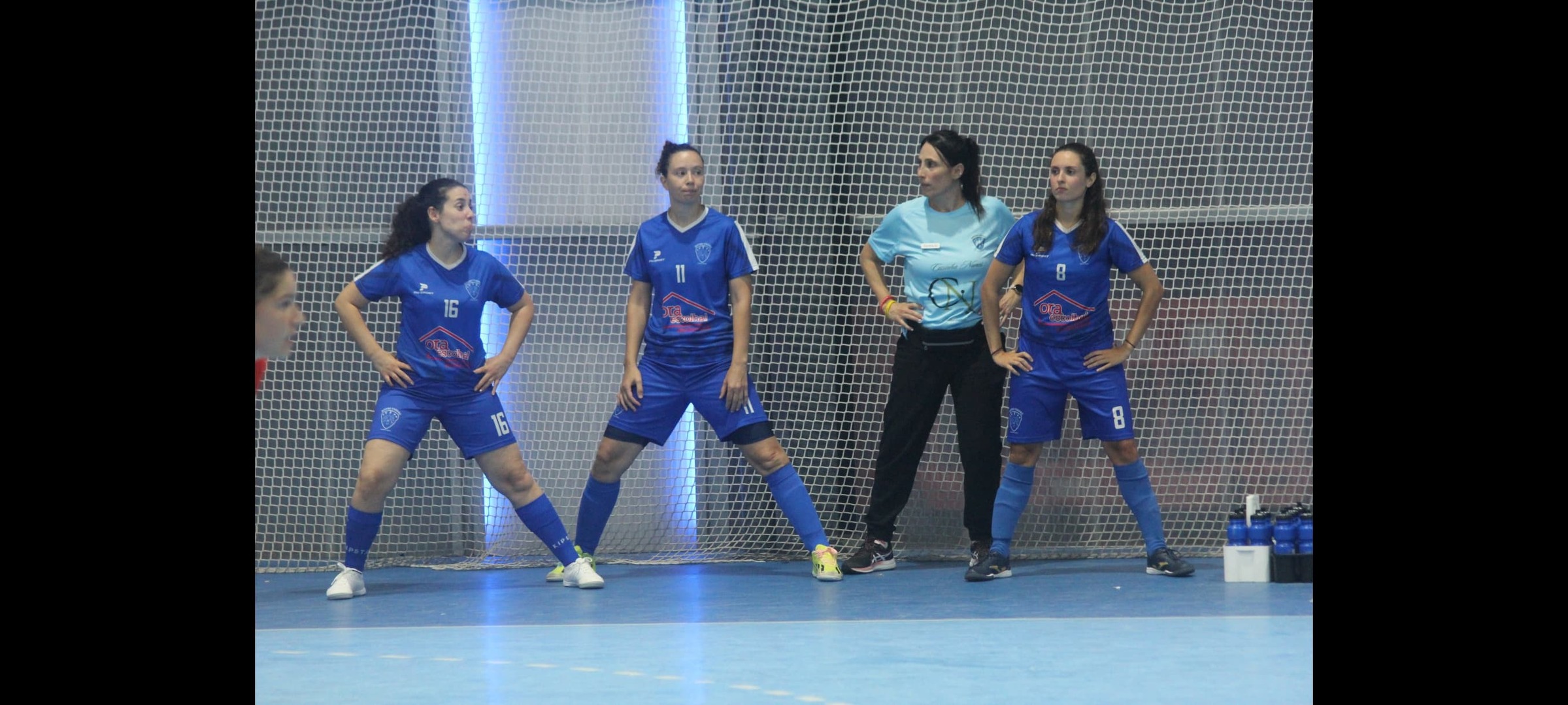 Preparação física de uma equipa de futsal feminino.